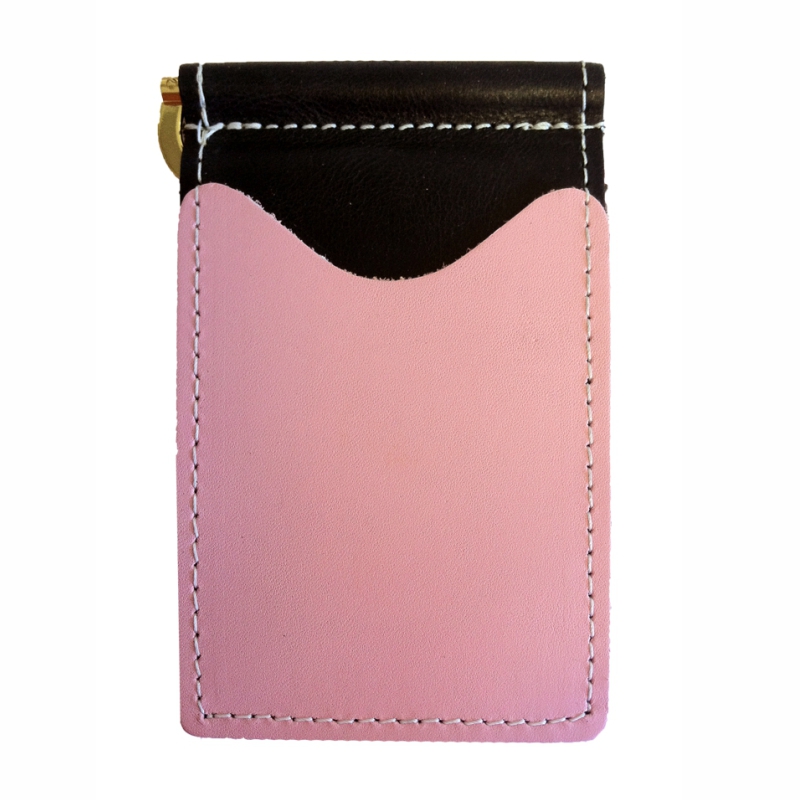 Black / Pink Back Saver Leather Wallet