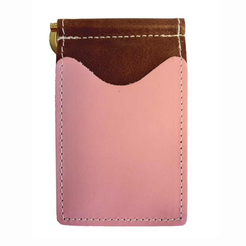 Brown / Pink Back Saver Leather Wallet